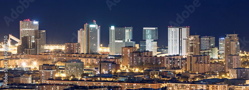 Photo: Aerial view of financial district in Barcelona at night Aerial view of financial district in Barcelona at night