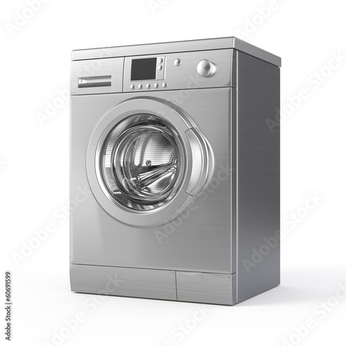Photo: Washing machine isolated on white - 3d render Washing machine isolated on white - 3d render