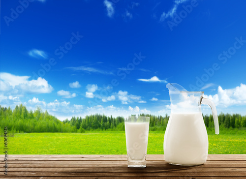 Photo: milk and sunny spring field milk and sunny spring field