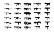 Guns silhouettes set. Vector EPS10. Guns silhouettes set. Vector EPS10.
