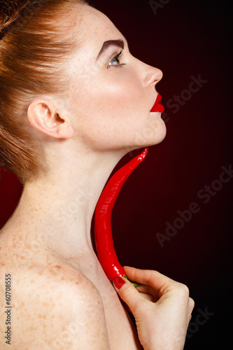 Photo: Beautiful brunette girl female model with bright makeup Beautiful brunette girl female model with bright makeup