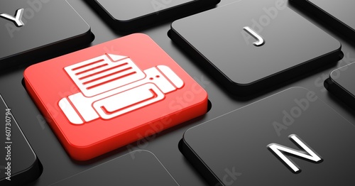 Illustration: Print Concept on Red Keyboard Button. Print Concept on Red Keyboard Button.