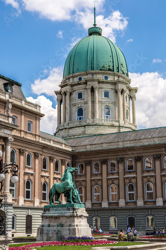 Photo: Budapest, Buda Castle or Royal Palace with horse statue, Hungary Budapest, Buda Castle or Royal Palace with horse statue, Hungary