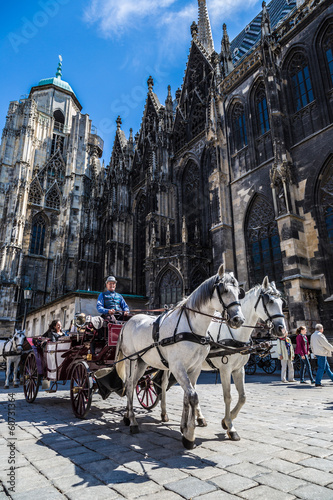 Photo: Horse-drawn Carriage in Vienna at the famous Stephansdom Cathedr Horse-drawn Carriage in Vienna at the famous Stephansdom Cathedr