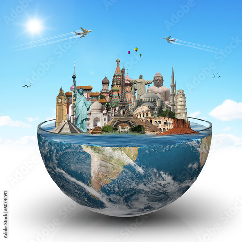 Illustration: Travel the world monuments concept Travel the world monuments concept