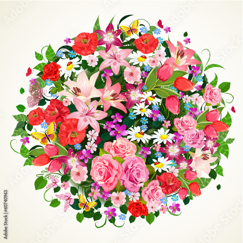 Vector: Round floral ornament for your design Round floral ornament for your design