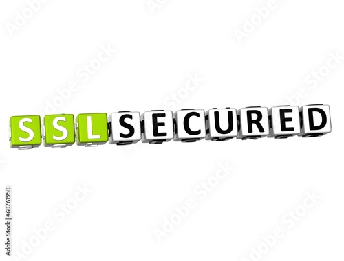 Illustration: 3D SSL Secured Button Click Here Block Text 3D SSL Secured Button Click Here Block Text