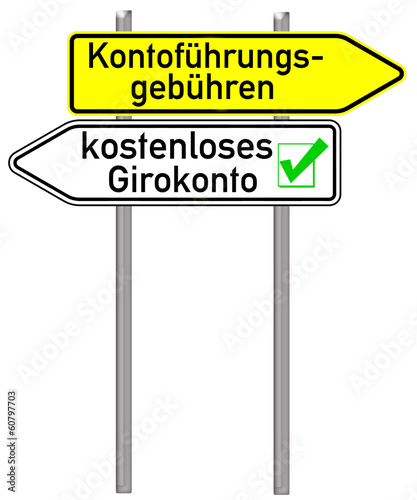 Illustration: Wegweiser - kostenloses Girokonto Wegweiser - kostenloses Girokonto