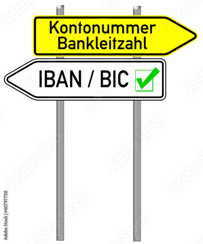 Illustration: Wegweiser - Kontonummer / IBAN BIC Wegweiser - Kontonummer / IBAN BIC