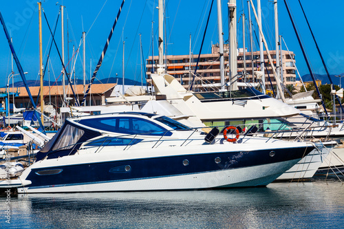 Photo: Yachts and boats anchored at a marina. Sailing Boats Yachts and boats anchored at a marina. Sailing Boats