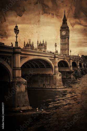 Photo: Aged Vintage Retro Picture of Big Ben in London Aged Vintage Retro Picture of Big Ben in London