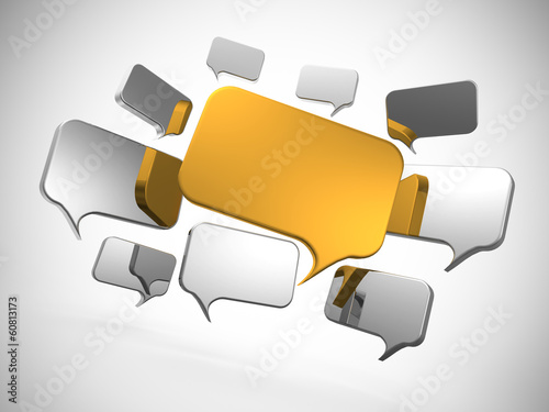 Illustration: 3D Sprechblasen Gold und Silber 3D Sprechblasen Gold und Silber
