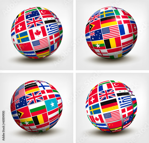 Vector: Flags of the world in globe. Vector illustration. Flags of the world in globe. Vector illustration.