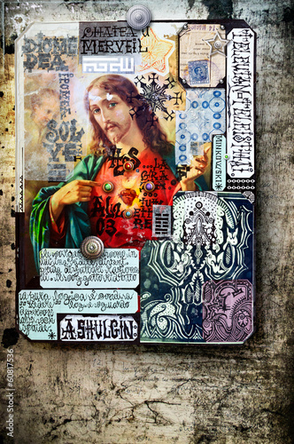 Illustration: Collage with sacred images Collage with sacred images