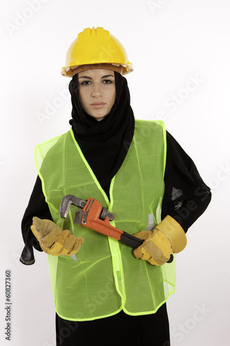 Photo: Young Arab Woman Dressed For Construction Work Young Arab Woman Dressed For Construction Work