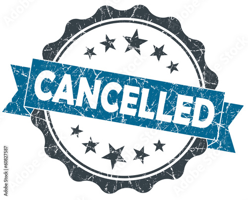 Illustration: Cancelled blue grunge vintage seal isolated on white Cancelled blue grunge vintage seal isolated on white
