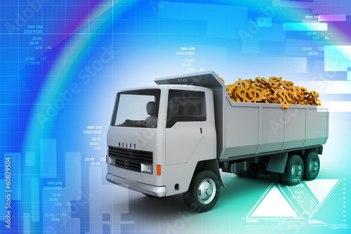 Illustration: Truck with Dollar money Truck with Dollar money