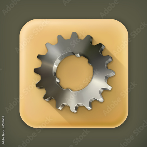 Vector: Metal gear, long shadow vector icon Metal gear, long shadow vector icon