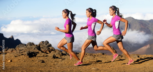 Photo: Running woman - runner in speed motion composite Running woman - runner in speed motion composite