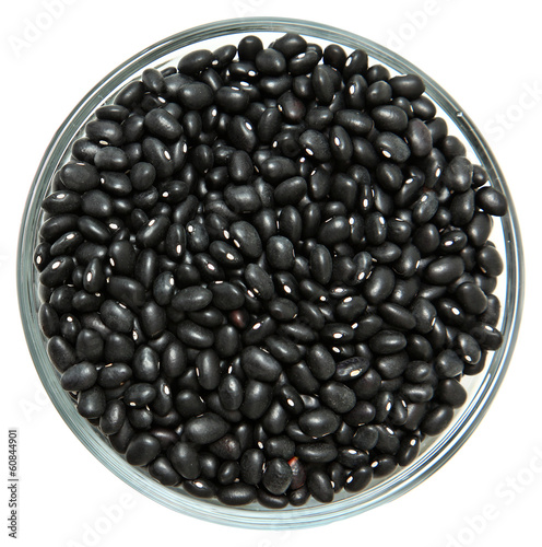 Photo: Glass Bowl of Unwashed Raw Black Beans Glass Bowl of Unwashed Raw Black Beans