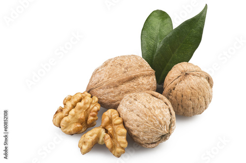 Photo: Walnuts group close up on the white Walnuts group close up on the white