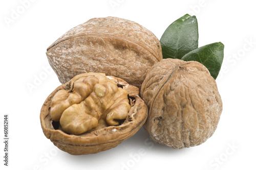 Photo: Walnuts group close up on the white Walnuts group close up on the white