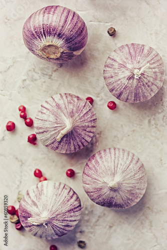 Photo: Still life with garlic bulbs Still life with garlic bulbs