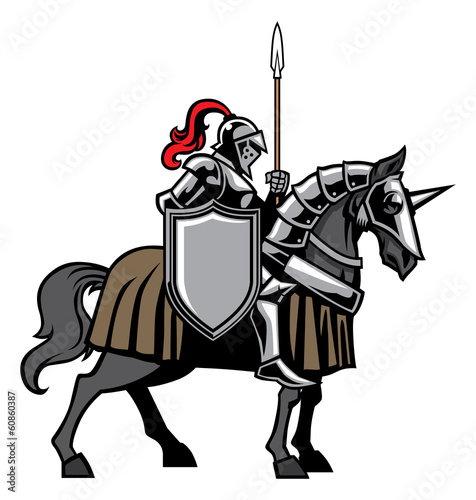 Vector: knight with armored horse knight with armored horse