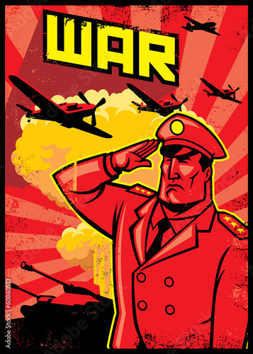 Vector: soldier salute poster with war plane background soldier salute poster with war plane background