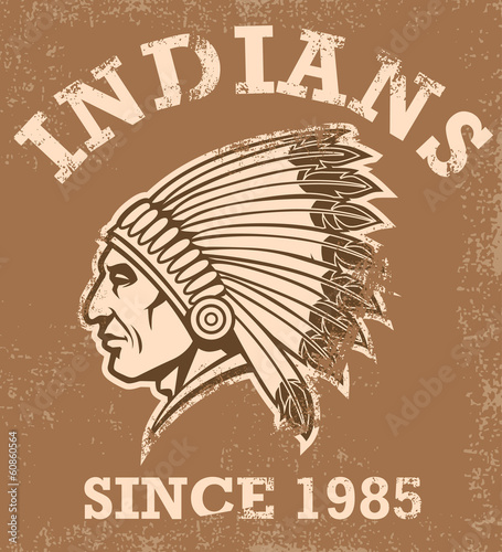 Vector: vintage indian mascot vintage indian mascot