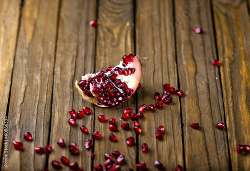 Photo: Pomegranate fruit on the table, Pomegranate fruit on the table,