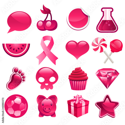 Vector: Various set of pink icons Various set of pink icons