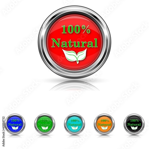 Vector: 100 percent natural icon - six colours set 100 percent natural icon - six colours set