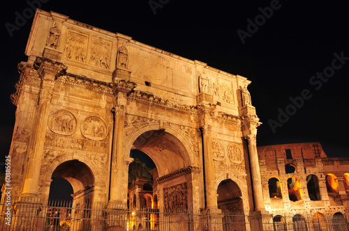 Photo: Arch of Constantine and Coliseum in Rome, Italy Arch of Constantine and Coliseum in Rome, Italy