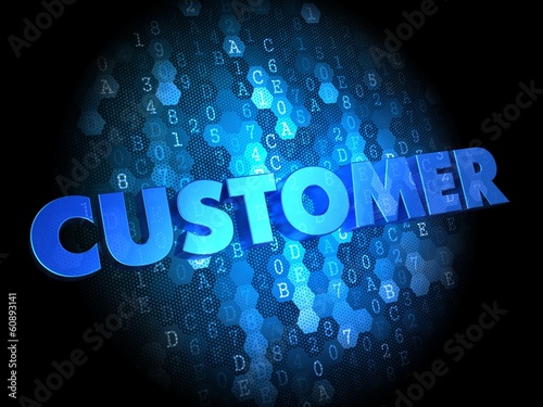Illustration: Customer on Digital Background. Customer on Digital Background.