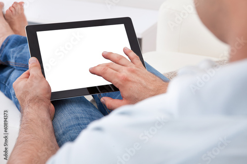 Photo: Man Holding Digital Tablet Man Holding Digital Tablet