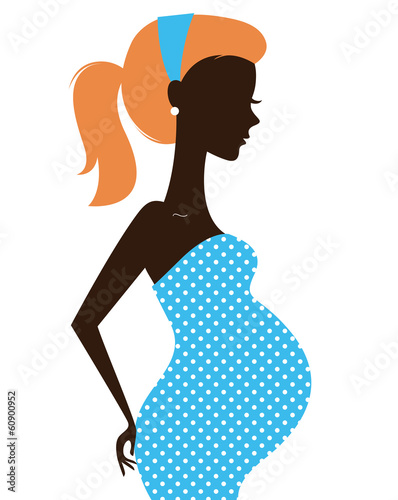 Vector: Beautiful pregnant woman silhouette isolated on white Beautiful pregnant woman silhouette isolated on white