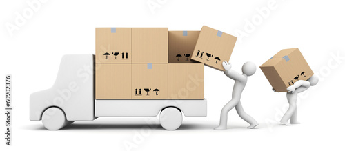 Illustration: People unload a car People unload a car