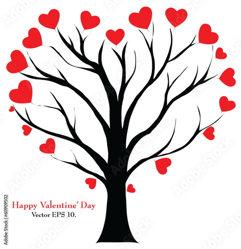 Vector: Valentine Tree with Love Heart, Vector Illustration EPS 10. Valentine Tree with Love Heart, Vector Illustration EPS 10.