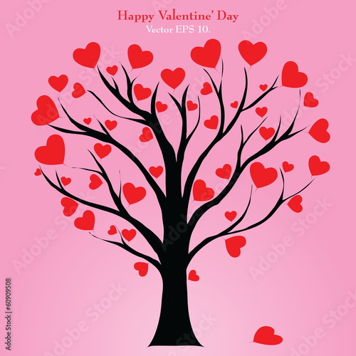 Vector: Valentine Tree with Love Heart, Vector Illustration EPS 10. Valentine Tree with Love Heart, Vector Illustration EPS 10.