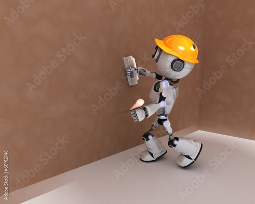Illustration: Robot plastering a wall Robot plastering a wall
