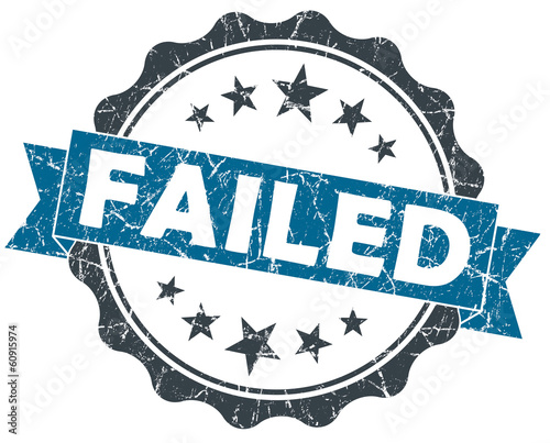 Illustration: Failed blue grunge vintage seal isolated on white Failed blue grunge vintage seal isolated on white