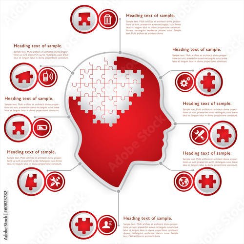 Vector: head with puzzle concept to think head with puzzle concept to think