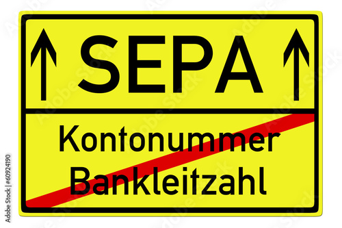 Illustration: Schild - SEPA / Kontonummer Schild - SEPA / Kontonummer