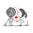 Couple in love together, valentine sketch for your design Couple in love together, valentine sketch for your design