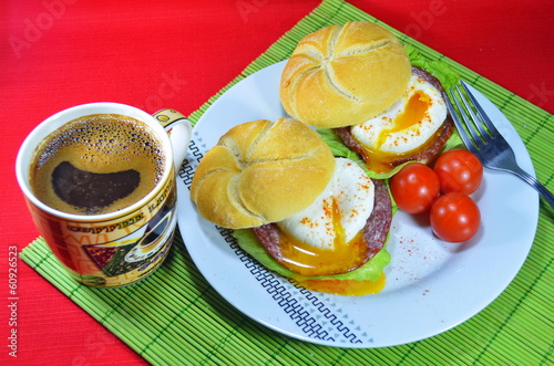 Photo: Poached egg on toasted English muffin Poached egg on toasted English muffin