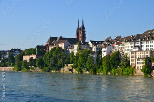 Photo: View of Basel and its Cathedral from the river Rhine View of Basel and its Cathedral from the river Rhine