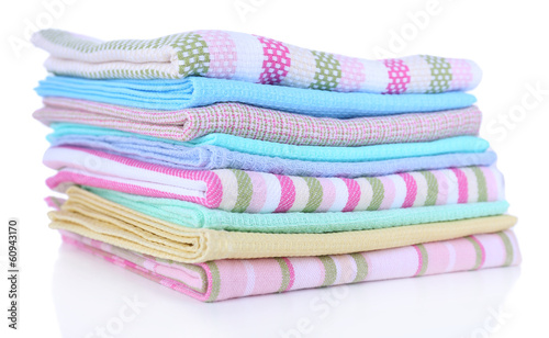 Photo: Kitchen towels isolated on white Kitchen towels isolated on white