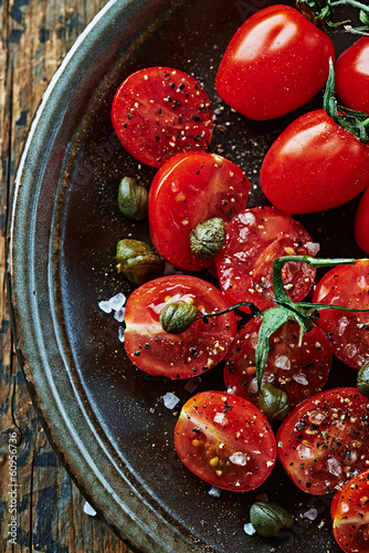 Photo: Cherry tomatoes with capers, sea salt and black pepper Cherry tomatoes with capers, sea salt and black pepper