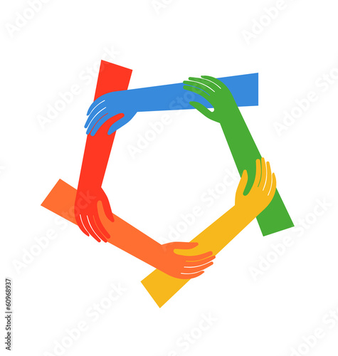 Vector: Vector Ring of five hands showing fraternity Vector Ring of five hands showing fraternity